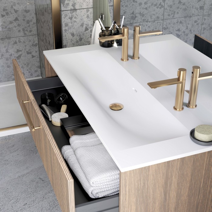 Plan vasque marbre reconstitué blanc mat 120cm