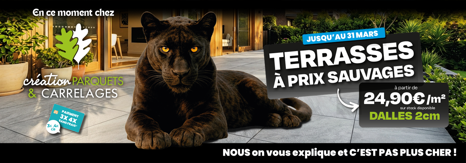 Terrasses à prix sauvages chez Création Parquets & Carrelages